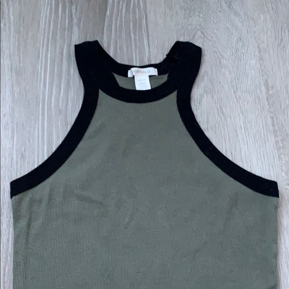 Olive & Black Crop Tank - Picture 2 of 4